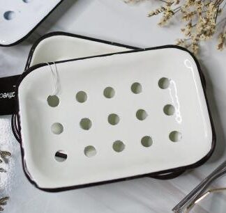Custom Bathroom Ceramic Self Draining Soap Holder Vintage Removable Enamel Soap Dish