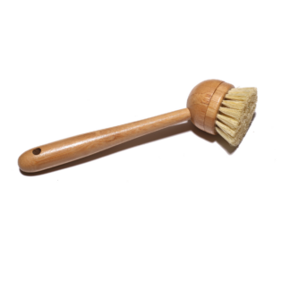 Long Bamboo Wooden Handle Sisal Palm Pot Kitchen Dish Brush Rotatable Brush Head